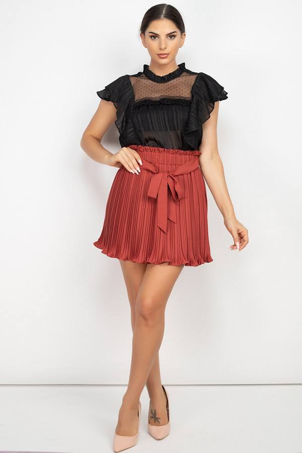 Short Sleeve Ruffle Shadow Top